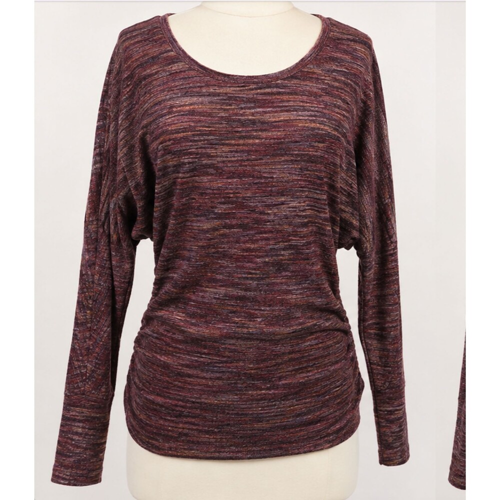 Guess by Marciano Dolman Sweater Women Red Wine S Marled Wool Knit Pullover Top
